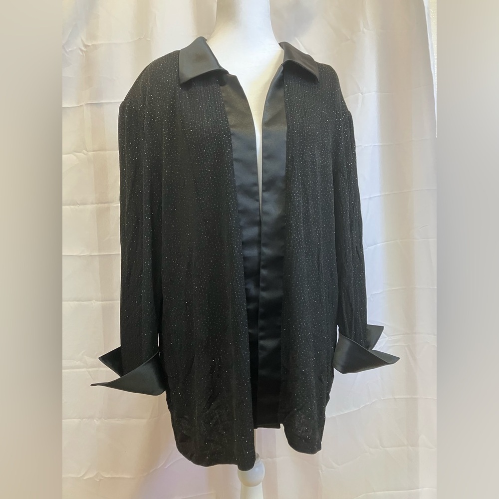 R&M Richards Black Blazer with Satin Lining and Classic Collar